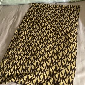 Michael Kors Black and Gold Logo Pencil Skirt